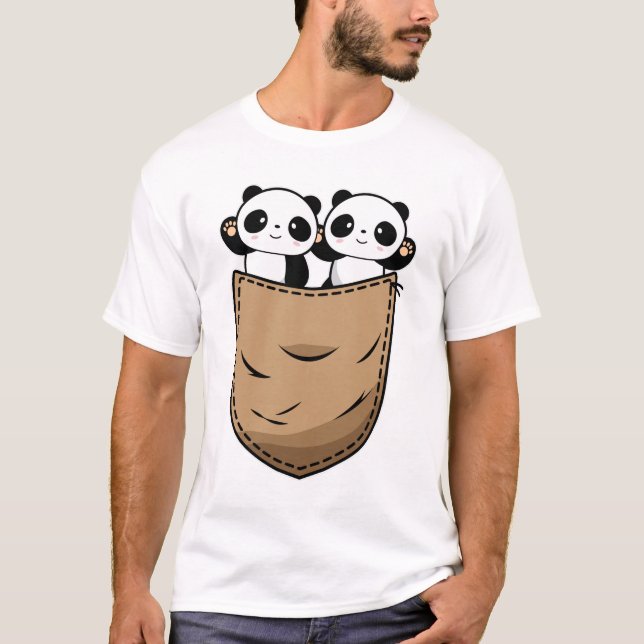 Zwei Panda Babys i Hemdtasche T Shirt (Framsida)