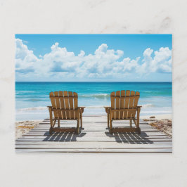 Zwei Strandstühle mit Blick aufs Meer Vykort