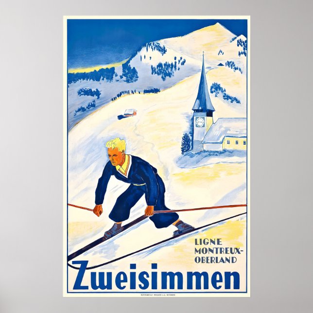 Zweisimmen Bern Schweiziska Alperna Schweiz Vintag Poster (Framsidan)