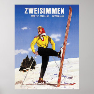 Zweisimmen, Bernese Oberland, Schweiz, ski Poster