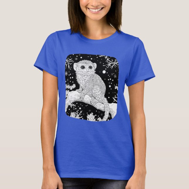 Zwergseidenäffchen bei Nacht unterm Sternenhimmel T Shirt (Framsida)
