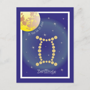Zwillinge 21. Mai bis 21. Juni Postkarte Vykort