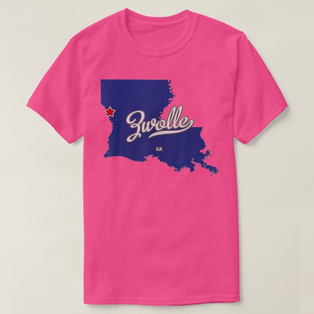 Zwolle Louisiana LA Karta T Shirt (Design framsida)