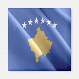 zXK002 KOSOVARE viftar FLAGG KOSOVO, Europa, Kylsk Magnet