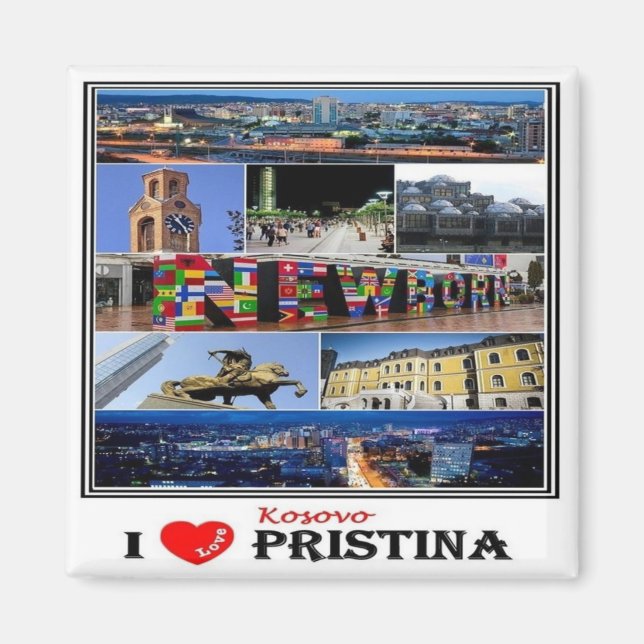 zXK003 PRISTINA "I Kärlek, Kosovo, Europa, Fridge Magnet (Framsidan)