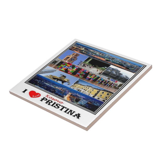 zXK003 PRISTINA "I Kärlek, Kosovo, Europa, Kakelplatta (Sidan)