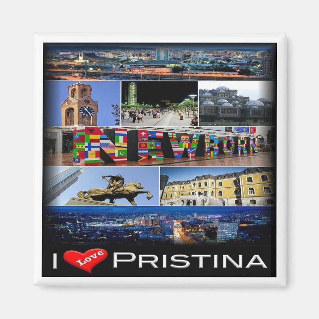 zXK004 PRISTINA "I Kärlek, Kosovo, Europa, Fridge Magnet (Framsidan)