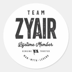 Zyair-livstidsmedlem Personlig Namn Zyair Runt Klistermärke
