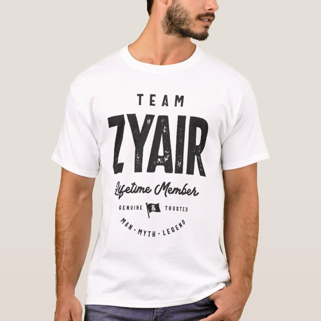 Zyair-livstidsmedlem Personlig Namn Zyair T Shirt (Framsida)