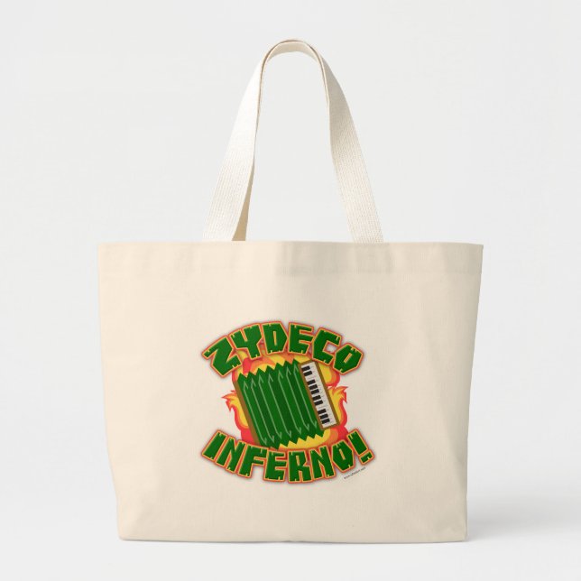 Zydeco Inferno Funny Music Genre Tecknad Logotyp Jumbo Tygkasse (Framsidan)