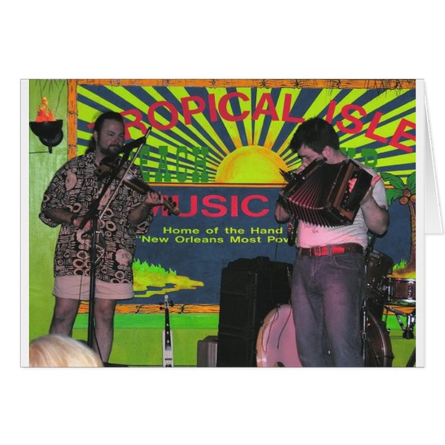 Zydeco musikband på den tropiska islen hälsningskort (Framsidan Horizontal)
