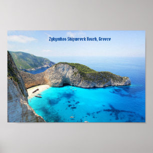 Zykynthos Shipwreck Beach, Grekland Poster