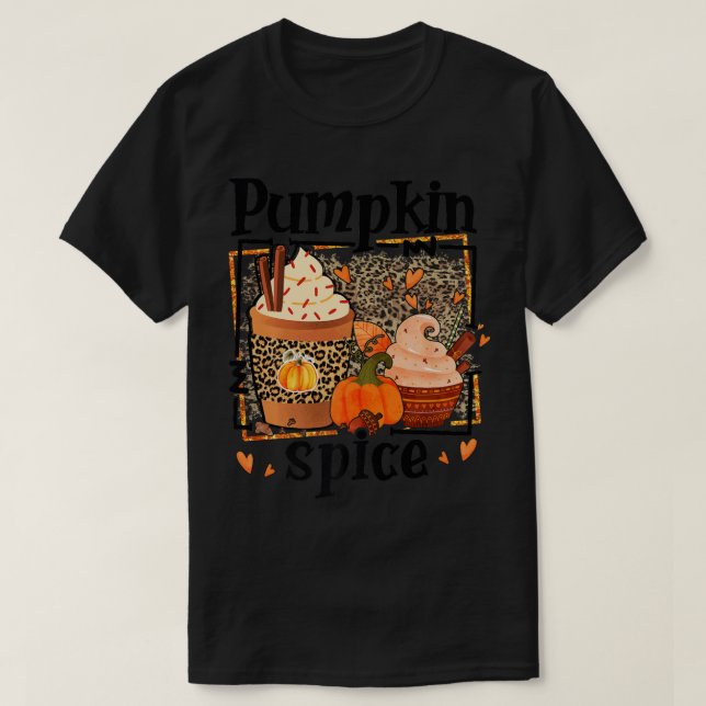 ZyVb Leopard Pumpkin Spice Fall Autumn Pumpkin Tha T Shirt (Design framsida)