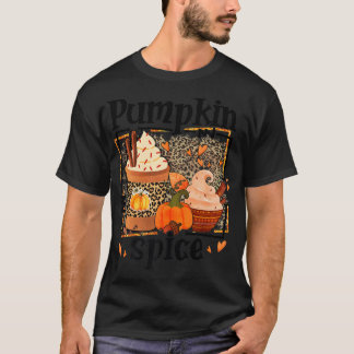 ZyVb Leopard Pumpkin Spice Fall Autumn Pumpkin Tha T Shirt