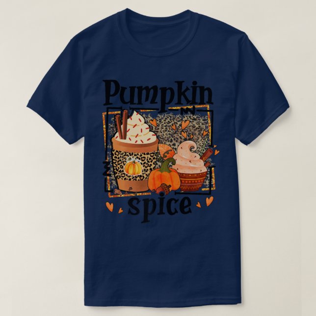 ZyVb Leopard Pumpkin Spice Fall Autumn Pumpkin Tha T Shirt (Design framsida)