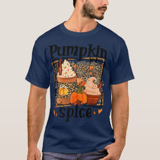 ZyVb Leopard Pumpkin Spice Fall Autumn Pumpkin Tha T Shirt