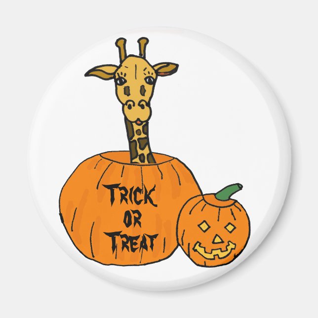 ZZ- Giraffe in a Pumkin Halloween Magnet (Framsidan)