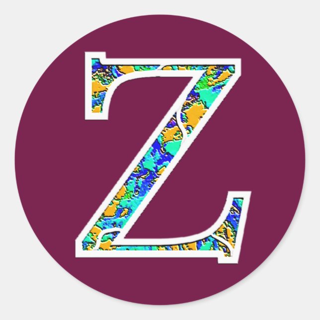 Zz Upplyst monogram Runt Klistermärke (Framsida)