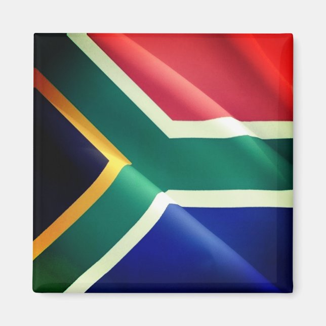 zZA002 SYD-AFRIKA, Wave-Flagga, Afrika, Fridge Magnet (Framsidan)
