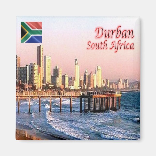 zZA037 DURBAN Skyline Skörd, SOUTH AFRIKA, Fridge Magnet (Framsidan)