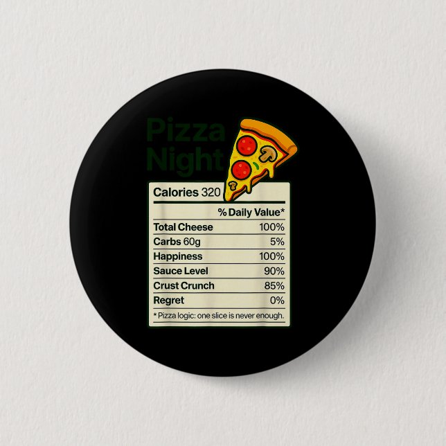 Zza Lover Night Funny Nutrition Facts Costume For  Knapp (Framsida)