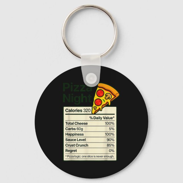 Zza Lover Night Funny Nutrition Facts Costume For  Nyckelring (Framsida)