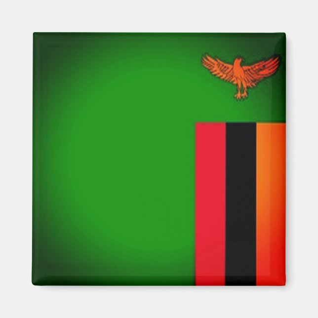 zZM001 ZAMBIA Flagga, Afrika, Fridge Magnet (Framsidan)
