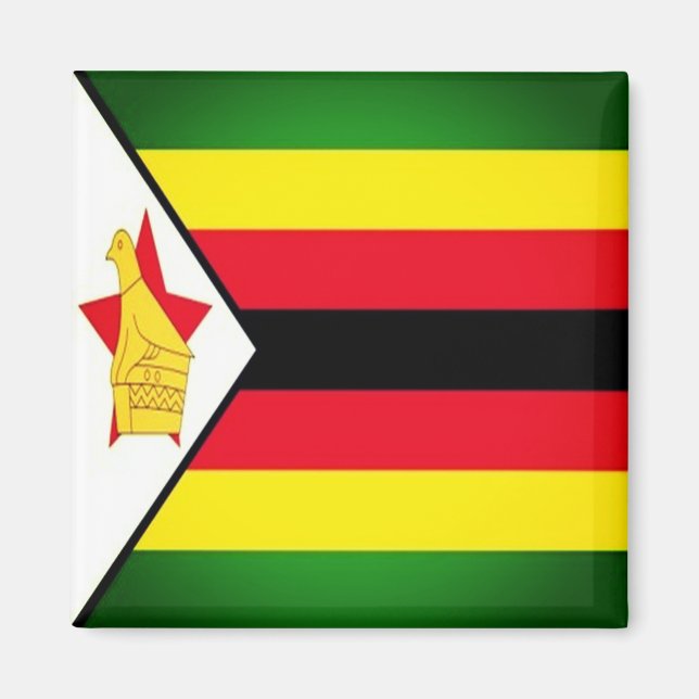 zZW001 ZIMBABWE, Flagga, Afrika, Fridge Magnet (Framsidan)