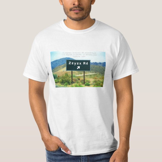 Zzyzx väg t-shirt (Framsida)